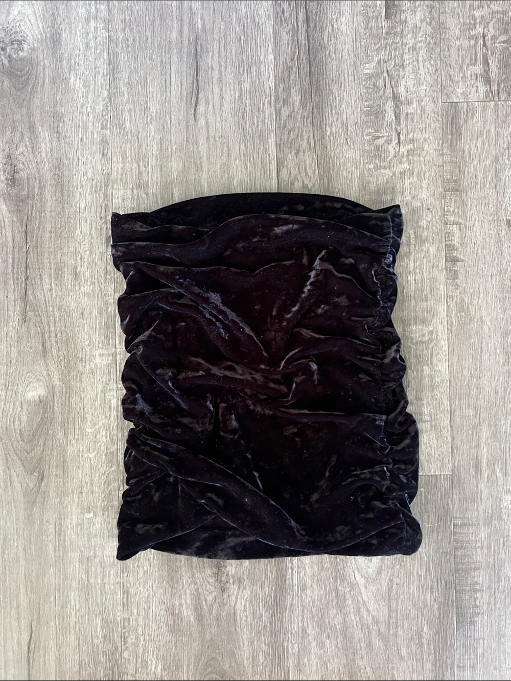 Free People Black Velvet Ruched Mini Skirt